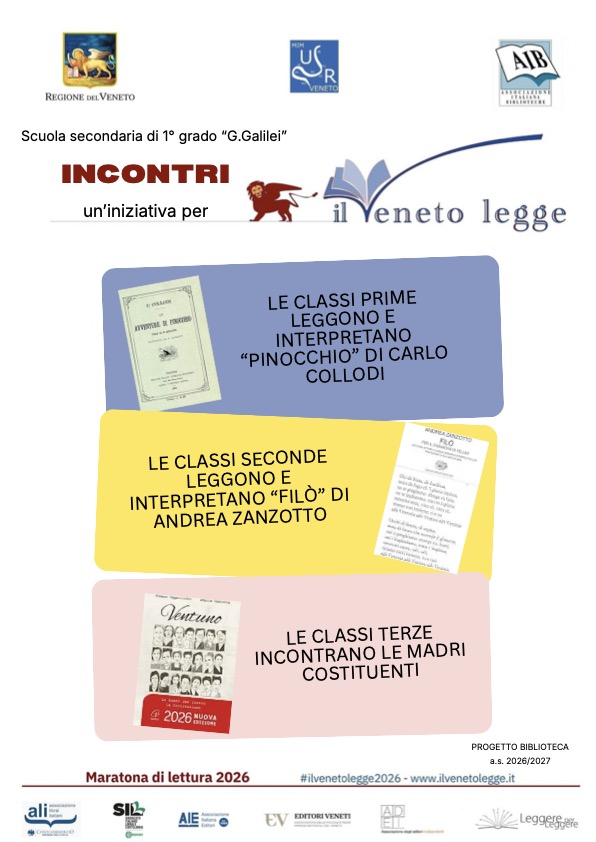 Locandina Scuola Secondaria G. Galilei - Incontri Il Veneto Legge